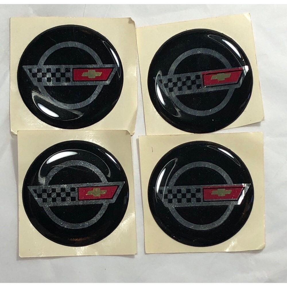 4 Corvette  WHEEL EMBLEM STICKER LOGO 1 9/16” Vintage